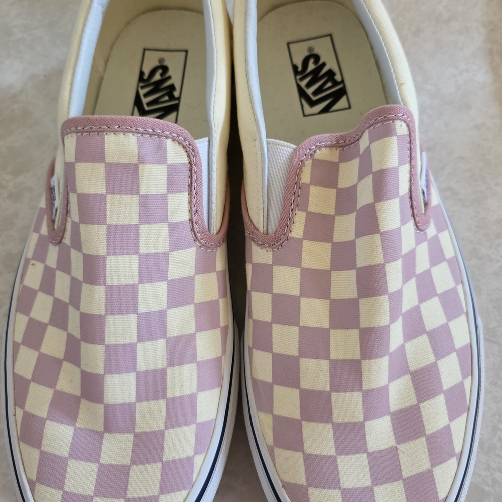 Vans Unisex Lt Purple and White Checkerboard Slip-Ons